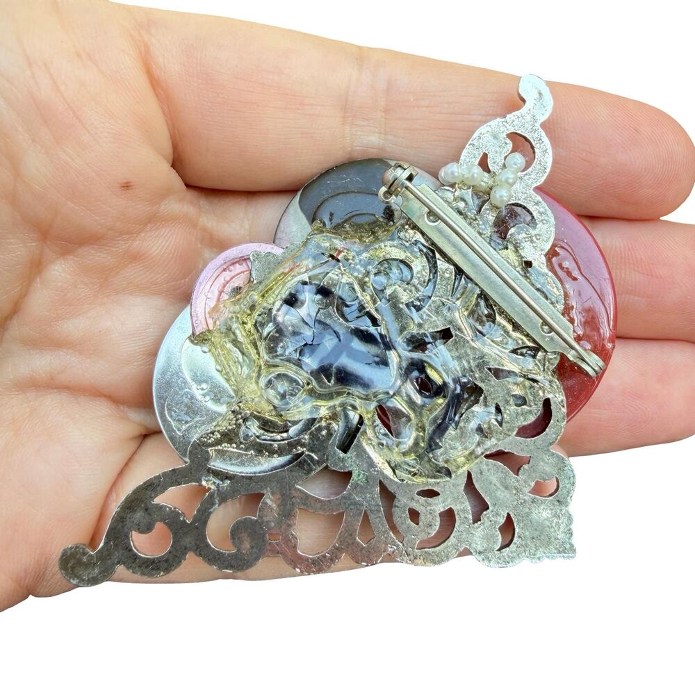 Vintage Dolphin Brooch Ocean Jewelry Dolphin Artist Crafted Pin Handcrafted Dolp - Picture 2 of 2